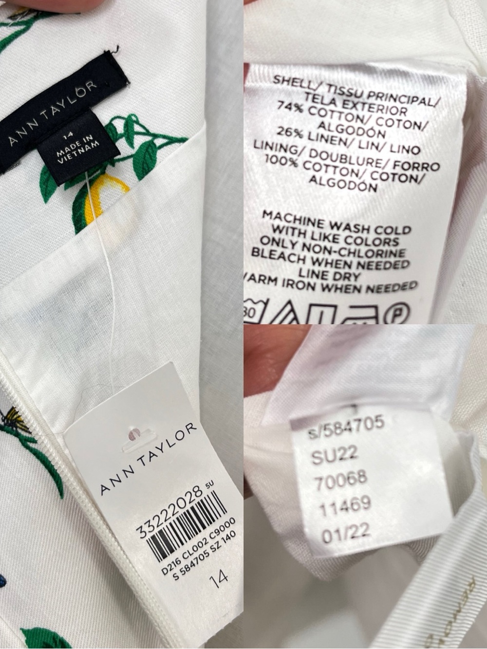 Ann Taylor NWT Buttefly Floral Print Midi‎ Dress size 14 - Picture 11 of 12